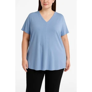 Lauren Ralph Lauren Damen Popover mit geteiltem Ausschnitt und Plissee vorne in Blau - Größe 3X - Bild 1 von 8