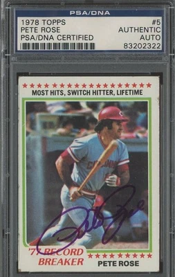 Pete Rose Firmado 1978 Topps #5 Cincinnati Reds PSA/DNA AUTO Foto 1 de 2