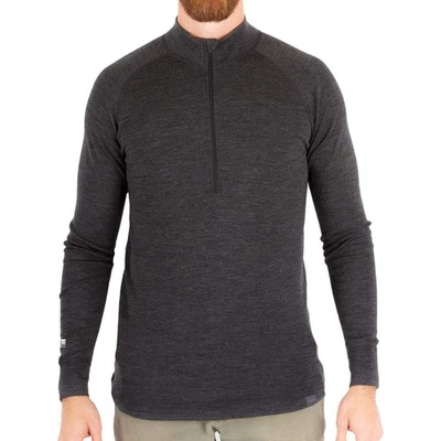 Mens Base Layer 100% Merino Wool Midweight 250g Half Zip Sweater for Men Gray - Image 1 of 4