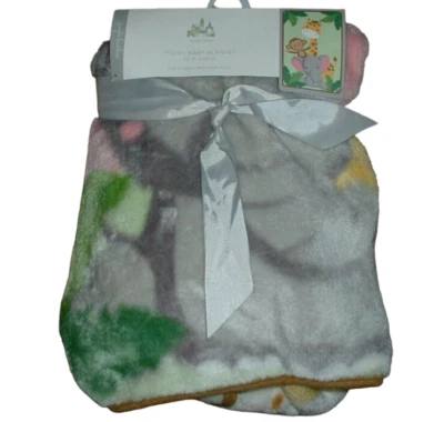 Living Little Plush Fleece Jungle Buddies Baby Blanket Green Giraffe Monkey NWT - Image 1 of 3