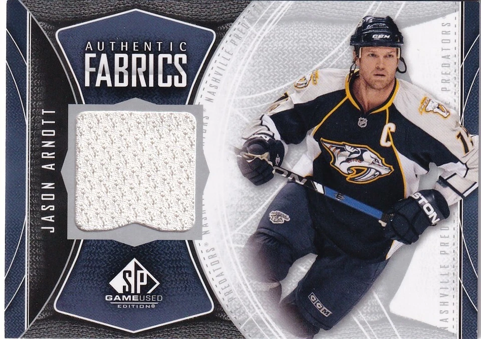 🏒 09-10 SP GAME USED AUTHENTIC FABRICS JASON ARNOTT #AF-JA NASHVILLE PREDATORS - Image 1 of 1