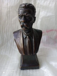Büste Maksim Gorki russischer sowjetischer Schriftsteller UdSSR Vintage Statue Figur Metall 1949 - Bild 1 von 9