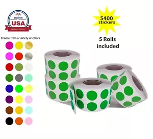 Color Coding Dot Stickers Labeling Adhesive Craft Rolls 13mm 0.50 Inch 5400 Pack - Picture 1 of 44