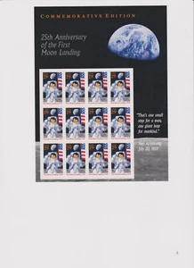 USA #2841 Postage Sheet 29 Cent Stamps 25th Anniversary 1st Landing on the Moon - Picture 1 of 2