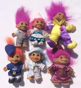 Lot of 6 4" Russ Troll Dolls Bright of America Nice Outfits - Bild 1 von 10
