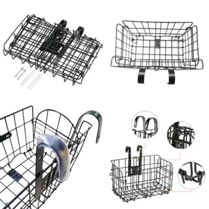 US 1 Pack Folding Rear Bike Basket Wire Mesh Fold-Up Detchable Front Rear Bag - Picture 1 of 20