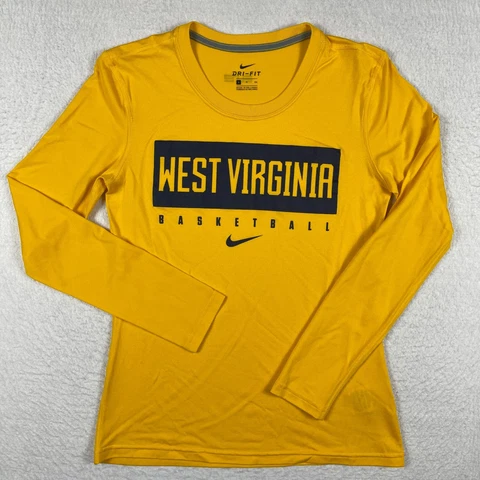 West Virginia Mountaineers Shirt Womens Small Yellow Nike Dri Fit Basketball WVU Cover
