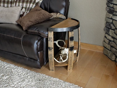 Whiskey Barrel End Table - Half Barrel Head End Table - Image 1 of 4