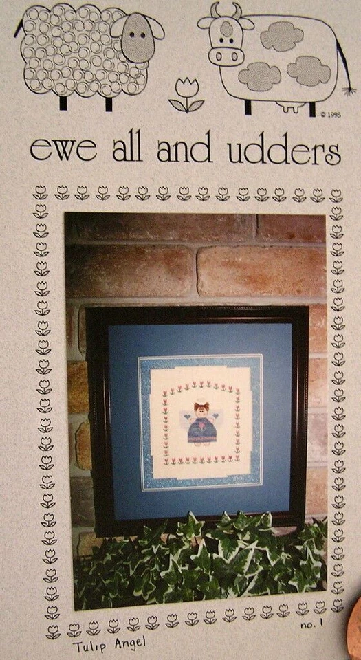 PATTERN cross stitch EWE ALL & UDDERS TULIP ANGEL primitive christmas Baby Child - Image 1 of 1