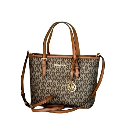 BOLSO DE HOMBRO MICHAEL KORS JET SET TRAVEL XS CARRYALL MK BRILLO DORADO/MARRÓN Foto 1 de 4