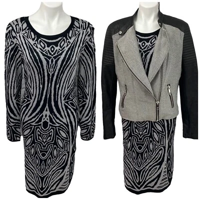 Allison Brittney Sweater Dress Womens Large Lot Moto Blazer Damask Work Office - Image 1 of 4