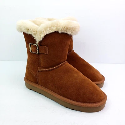 Botas de invierno Style & Co Tiny2 para mujer talla 6 cuero castaño media pantorrilla piel sintética nieve Foto 1 de 4