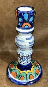 VINTAGE HANDPAINTED TALAVERA MEXICO 8” CERAMIC ART POTTERY CANDLE STICK HOLDER - Picture 1 of 14