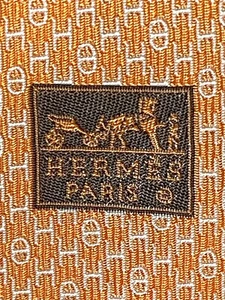 HERMES TIE 655609 T Orange “H” Heavy Woven 100% Silk tie new in box with tags - Picture 1 of 6