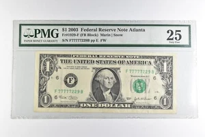 PMG VF 25 $1 2003 Atlanta, GA US Federal Reserve Note Green Seal Fr#1929-F *8251 - Picture 1 of 3
