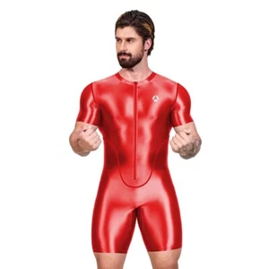AMORESY Men's Glitzer Spandex Shortsleeve Swimwear Tracksuit Jumpsuit Bodysuit - Picture 1 of 37