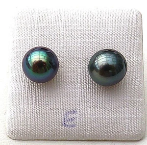 Tahiti Perlen Ohrstecker Silber rhodiniert 9 mm Unisex Perlen Ohrstecker 5579 - Bild 1 von 25