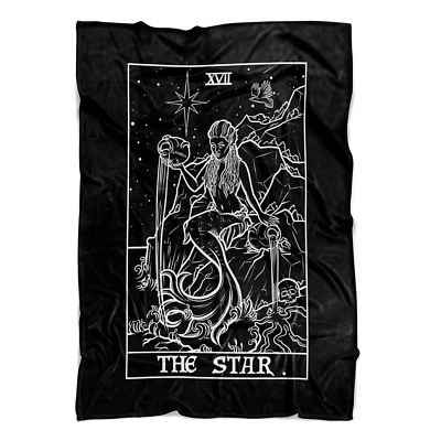 Manta de cartas del tarot de la sirena de la estrella gótica decoración de sirena de Halloween (80" x 60") Foto 1 de 3