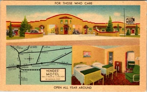 VANDALIA, OHIO - YENDES' ROADSIDE MOTEL - MULTI-VIEW LINEN POSTCARD - Picture 1 of 2
