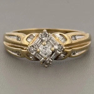 9ct Yellow Gold Diamond Cluster Eternity Ring, UK Size 0 - Picture 1 of 6