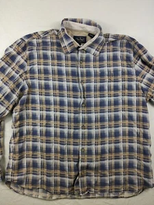 Camisa Nat Nast Para Hombre Talla XL Azul Dorado Cuadros 100% Seda Manga Larga Botón Frontal - Imagen 1 de 8