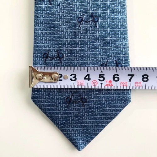 HERMÈS HERMES 100% seta stemma fantasia cravatta uomo blu navy chiaro originale