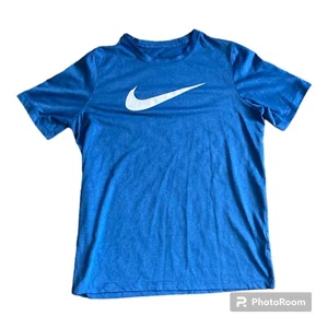 Nike Youth XL Blue Activewear T-Shirt Big Swoosh Logo - Picture 1 of 1
