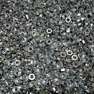 (1.000) #8-32 Keps dado di blocco (K-Lock) macchina vite dado esagonale placcato zinco - Foto 1 di 5