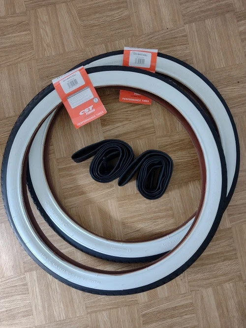 CST 2 x Weißwand Reifen 20 Zoll 20x1.75|47-406 (schwarz/weiß+2 Schläuche AV) - Bild 1 von 3