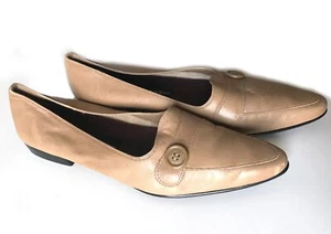 Etinenne Aigner Women's 1980s Shoe Loafers Slip on Size 6.5 Beige Brown Leather - Picture 1 of 12