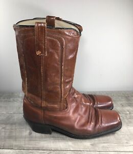 Acme Cowboy Mens Western Leather Biker Motorcycle Pull On Campus Boots 9.5 Vtg