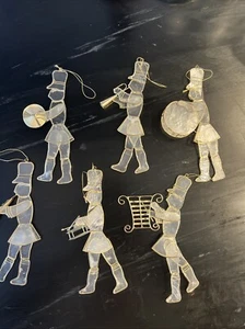 Vintage Capiz Shell Marching Band Moveable Legs Instruments Drums Set Of 6 Lot - Picture 1 of 13