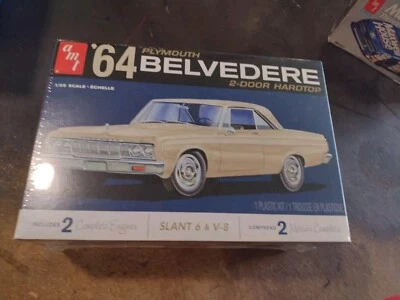 AMT 1964 Plymouth Belvedere with Slant-6 Engine 1/25 Scale Model Kit - White... - Image 1 of 2