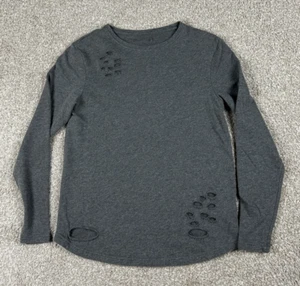 Alphalete Sweatshirt Mens Medium Gray Crewneck Distressed Lightweight Lounge - Picture 1 of 9