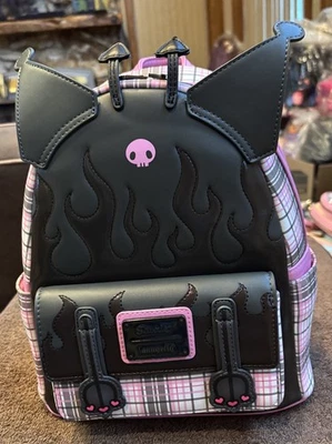 Loungefly Sanrio Kuromi Flames and Plaid Mini-Backpack NWT - Image 1 of 4
