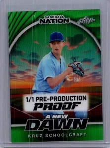 Kruz Schoolcraft 2025 Leaf Baseball Nation 1/1 Pre Production Proof - Bild 1 von 1