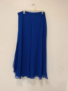 St. John Evening Damen Rüschen Seide Chiffon Hose blau fließend weites Bein Gr. 16 - Bild 1 von 13