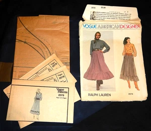 Vintage Vogue American Designer Ralph Lauren #2078 Size 6 Blouse & Skirt - Picture 1 of 4