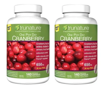 Trunature Cranberry 650 mg 140 Vegetarian Capsules- 2 Pack - Image 1 of 4