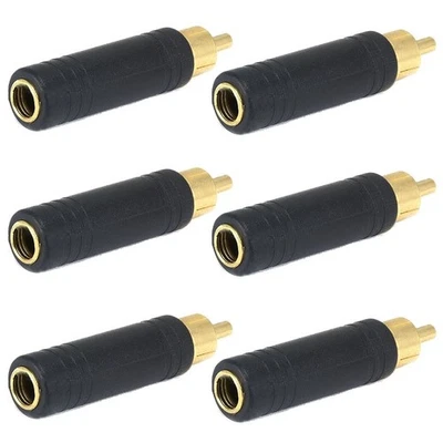 6x 6.35mm 1/4" Mono Female Jack to RCA Male Plug Audio Adapter Cable Converter - Image 1 of 3