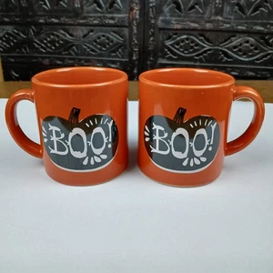 2er Set Kiste & Fass Orange Boo Halloween Herbst Kürbis kleine Kaffeetassen 3" - Bild 1 von 6