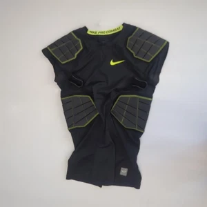Camisa de compresión acolchada Nike Pro Combat para hombre mediana negra Volt almohadillas de fútbol - Imagen 1 de 9