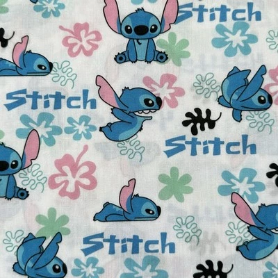 Disney Lilo & Stitch Angel Ohana Hawaiian Character Poly Cotton Fat Quarter - Image 1 of 3