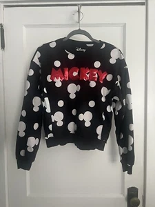 Walt Disney Mickey Mouse Sweatshirt Girls Youth Large 11-13 Sequins Logo Shirt - Picture 1 of 4
