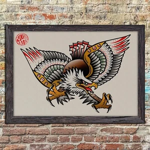 Old School Adler - Traditional Flash Tattoo Kunstdruck - Bild 1 von 3