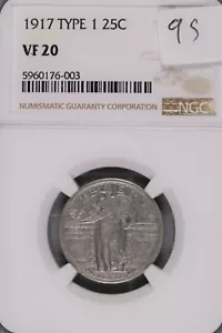 1917 Type 1 Standing Liberty Silver Quarter NGC VF-20 #7-003 - Picture 1 of 2
