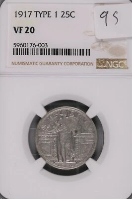 1917 Type 1 Standing Liberty Silver Quarter NGC VF-20 #7-003 - Image 1 of 2