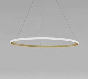 Modern LED Single Ring Chandeliers Gold Black Adjustable Aluminium Ceiling Light - Picture 1 of 33