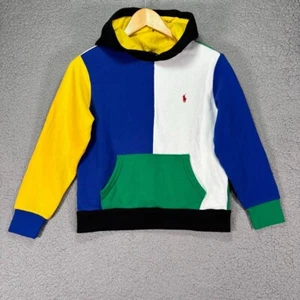 POLO RALPH LAUREN Colorblock Hoodie Fleece Pullover Youth M 10-12 Streetwear Hip - Picture 1 of 15