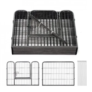 8 Panels Pet Fence with Door, 80x60cm Metal Playpen for Indoor Outdoor Use - Picture 1 of 16